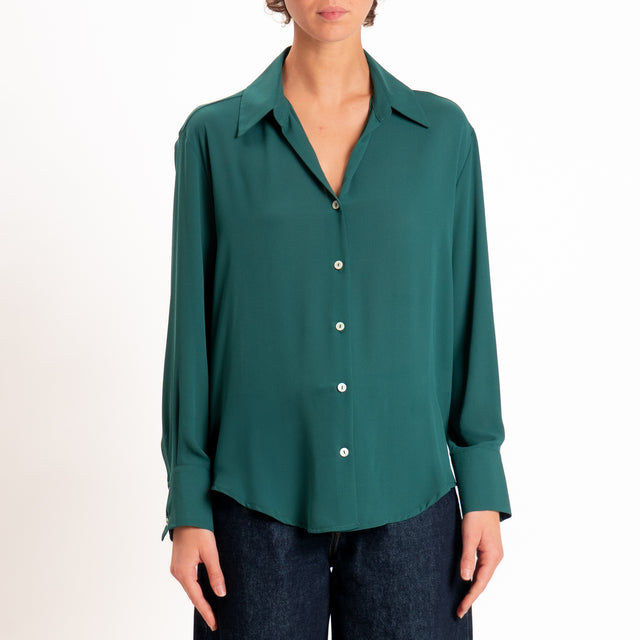 Zeroassoluto-Camicia CLAY MANO SETA - verde bottiglia