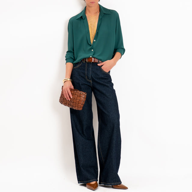 Zeroassoluto-Camicia CLAY MANO SETA - verde bottiglia