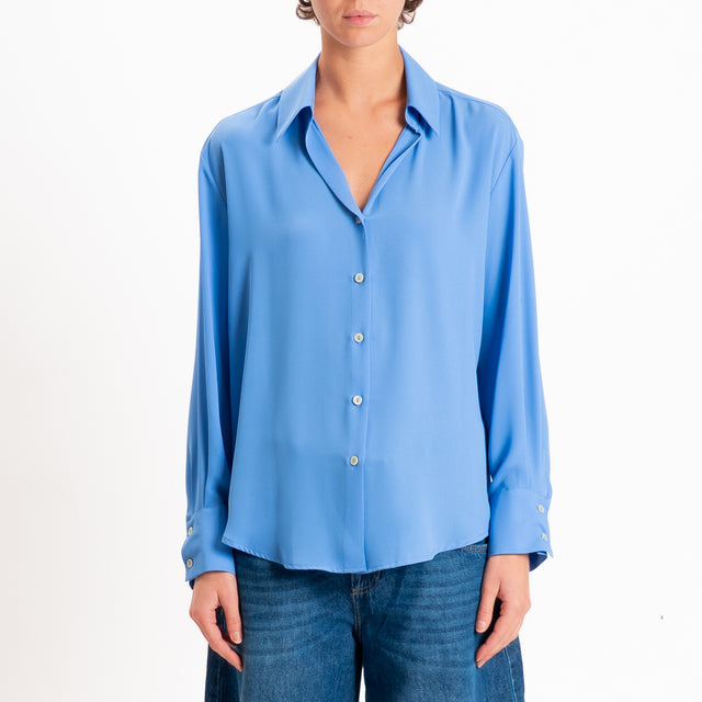 Zeroassoluto-Camicia CLAY MANO SETA - azzurro