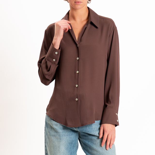 Zeroassoluto-Camicia CLAY MANO SETA - coffee