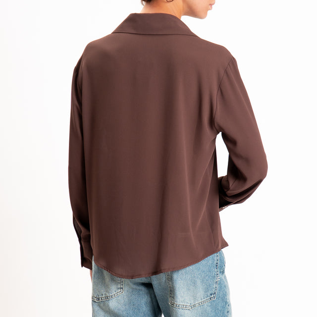 Zeroassoluto-Camicia CLAY MANO SETA - coffee