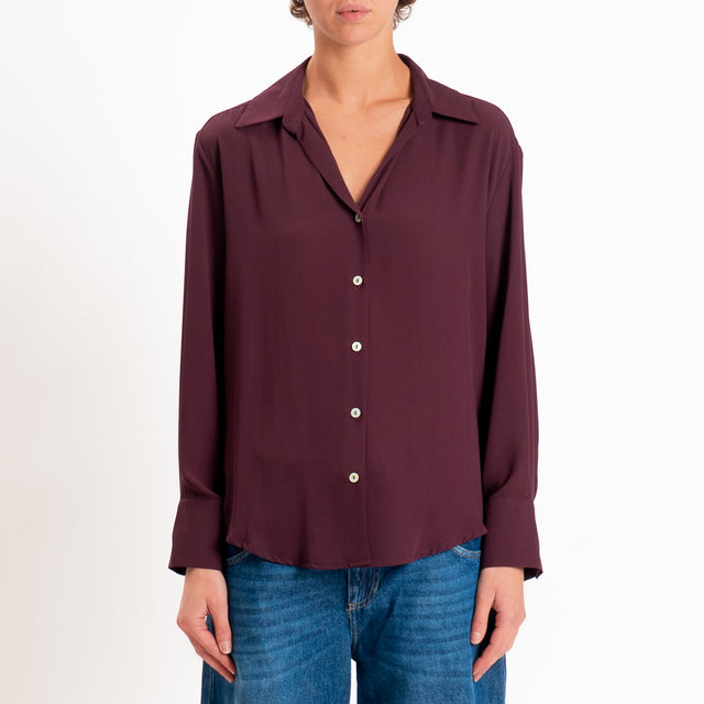 Zeroassoluto-Camicia CLAY MANO SETA - merlot