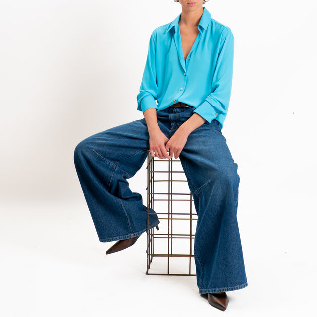 Zeroassoluto-Camicia CLAY MANO SETA - turchese