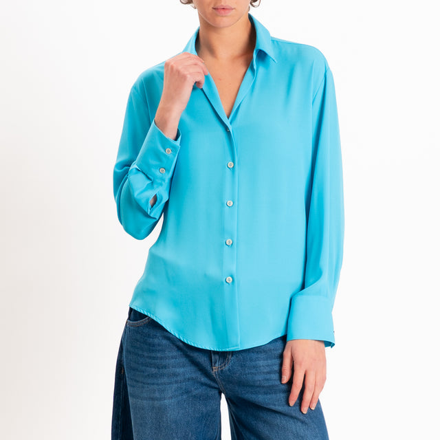 Zeroassoluto-Camicia CLAY MANO SETA - turchese