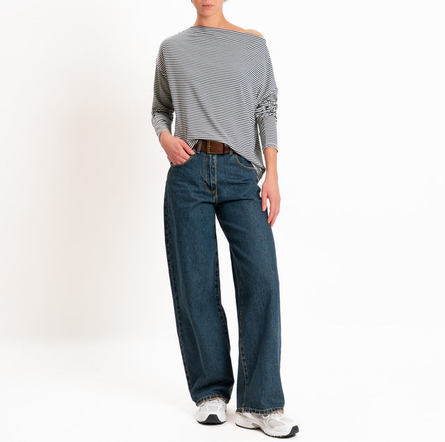 Zeroassoluto-T-shirt CLOE stretch jersey striped - butter/black