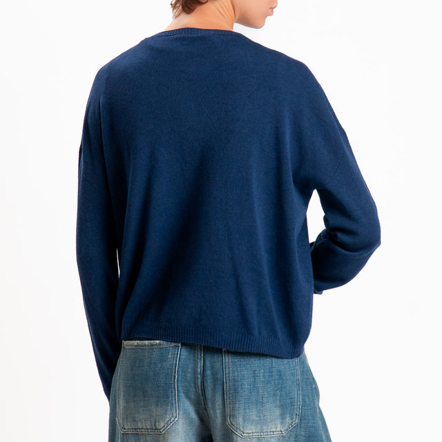 Zeroassoluto-Maglia scatola girocollo - blu