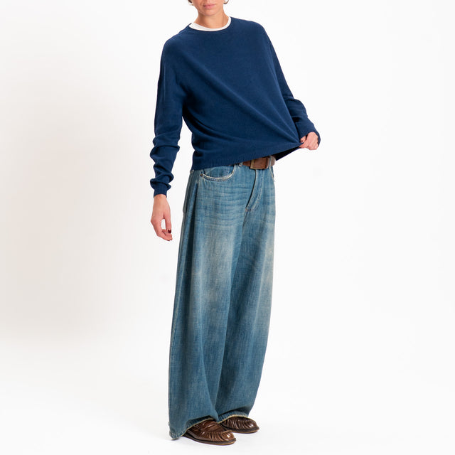 Zeroassoluto-Maglia scatola girocollo - blu