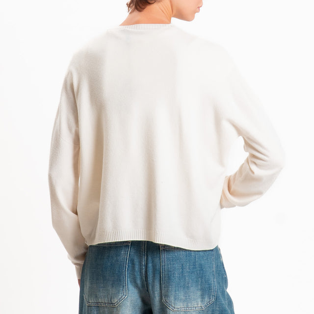 Zeroassoluto-Maglia scatola girocollo - crema