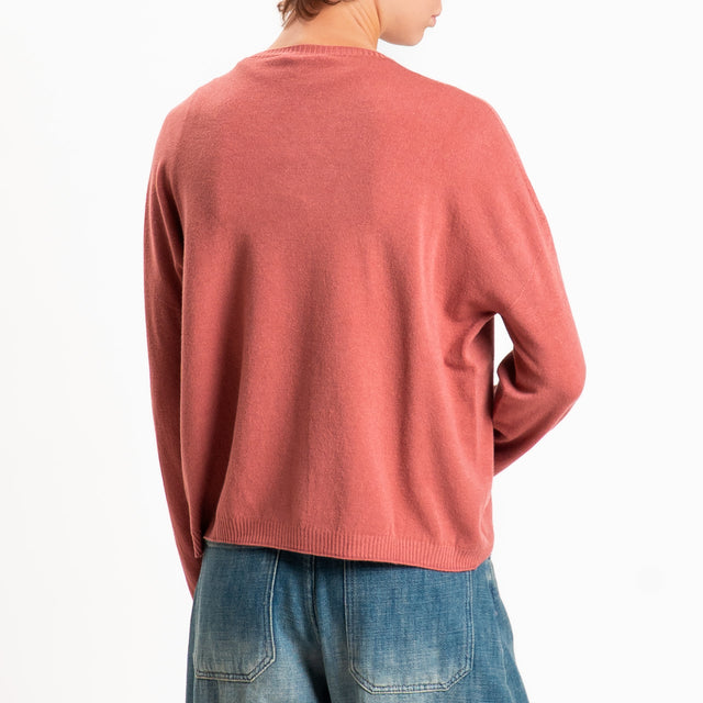 Zeroassoluto-Maglia scatola girocollo - lipstick