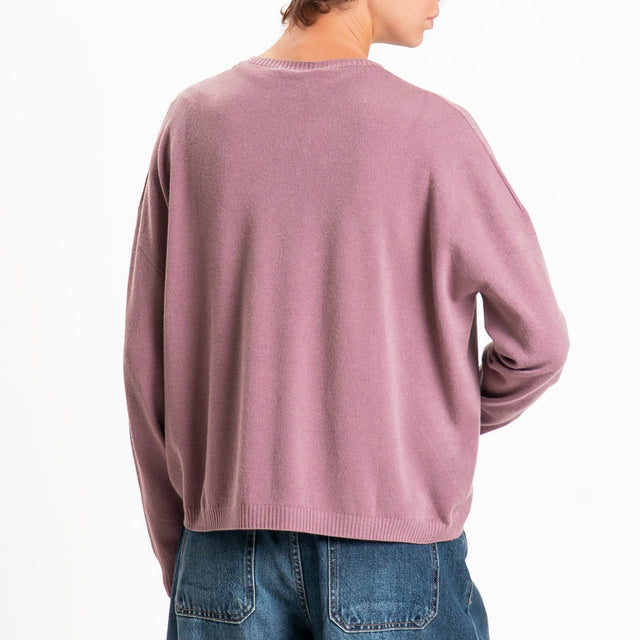 Zeroassoluto-Maglia scatola girocollo - mauve