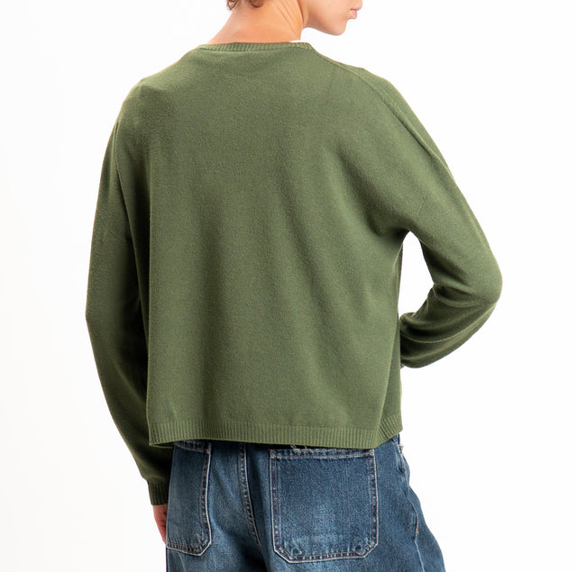 Zeroassoluto-Maglia scatola girocollo - militare