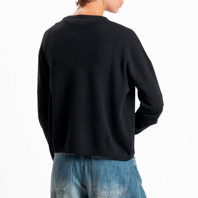 Zeroassoluto-Maglia scatola girocollo - Nero