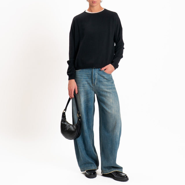 Zeroassoluto-Maglia scatola girocollo - Nero