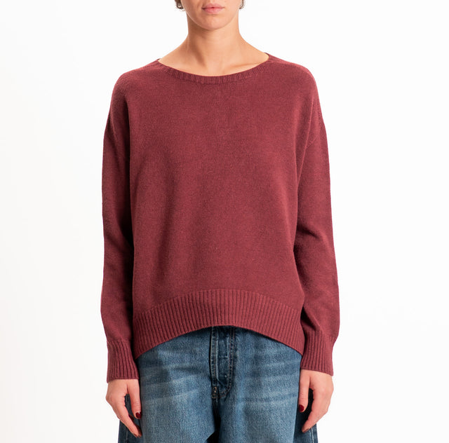 Zeroassoluto-Maglia scatola stondata bordi a coste - Bordeaux