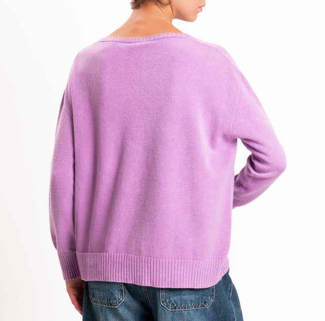 Zeroassoluto-Maglia scatola stondata bordi a coste - glicine