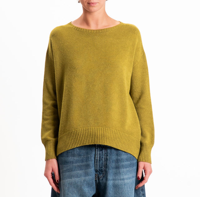 Zeroassoluto-Maglia scatola stondata bordi a coste - olio