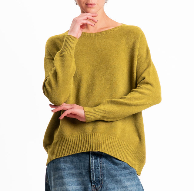 Zeroassoluto-Maglia scatola stondata bordi a coste - olio