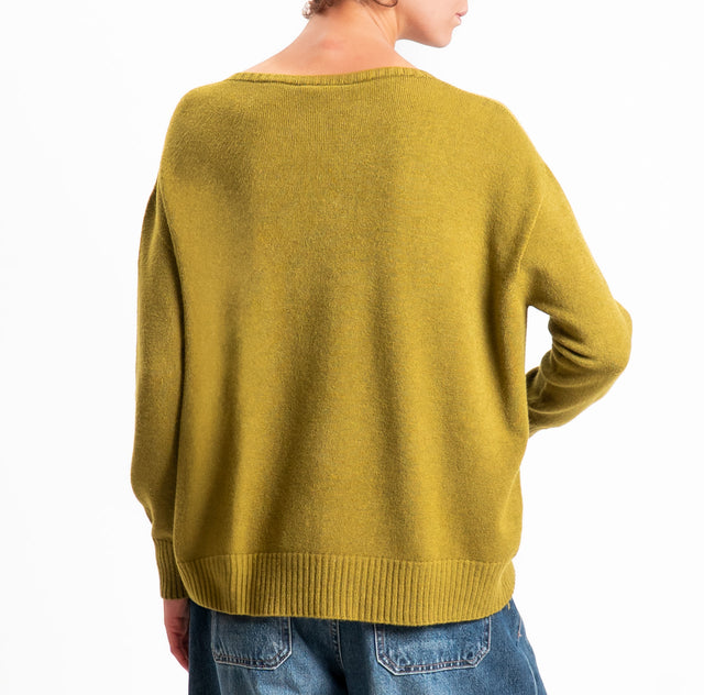 Zeroassoluto-Maglia scatola stondata bordi a coste - olio