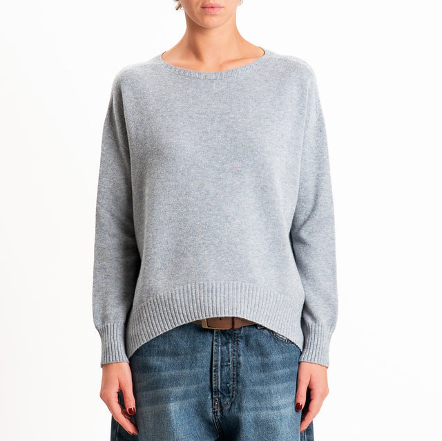 Zeroassoluto-Maglia scatola stondata bordi a coste - perla