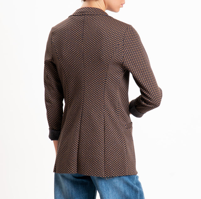 Zeroassoluto-Giacca JIN elasticizzata - esagono lurex blu/biscotto/jeans