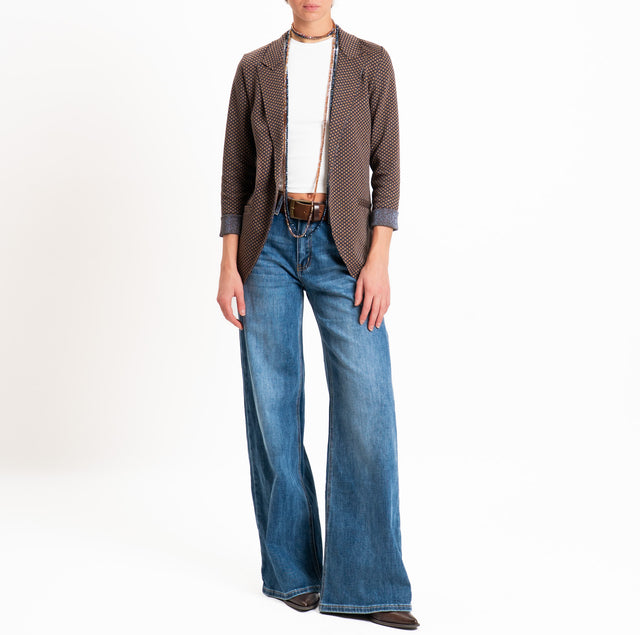 Zeroassoluto-Giacca JIN elasticizzata - esagono lurex blu/biscotto/jeans