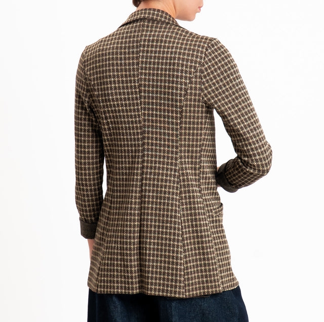 Zeroassoluto-Giacca JIN elasticizzata - quadri lurex moro/militare/oro