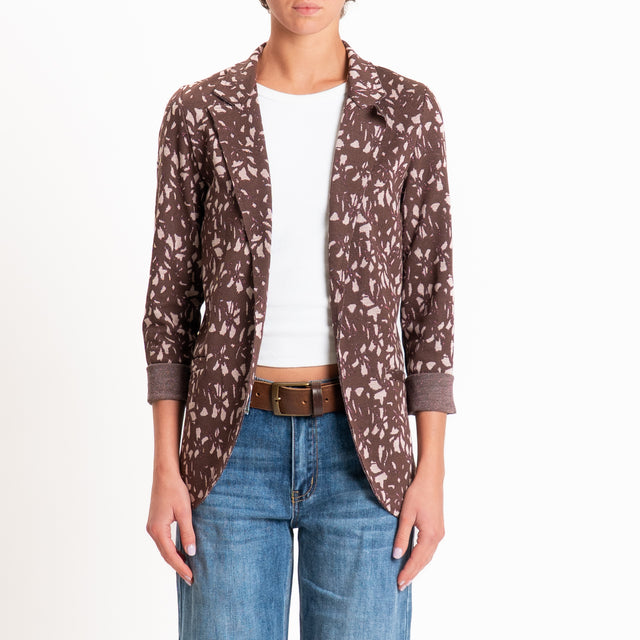 Zeroassoluto-Giacca JIN elasticizzata - fiori lurex moro/cipria/ribes