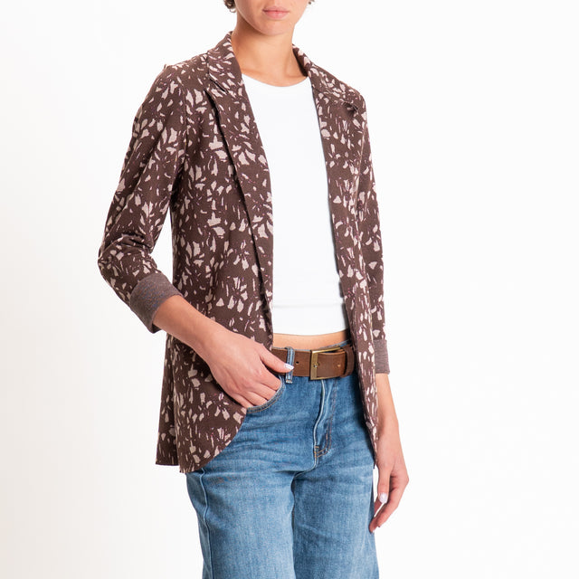 Zeroassoluto-Giacca JIN elasticizzata - fiori lurex moro/cipria/ribes