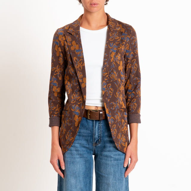 Zeroassoluto-Giacca JIN elasticizzata - floreale lurex moro/ottanio/rame