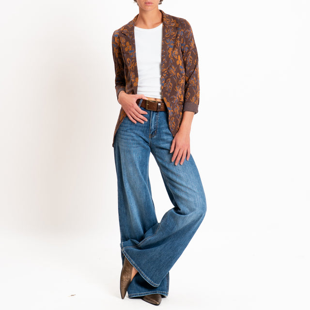 Zeroassoluto-Giacca JIN elasticizzata - floreale lurex moro/ottanio/rame