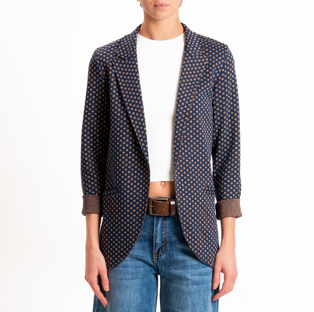 Zeroassoluto-Giacca JIN elasticizzata - geometrica blu/beige/rame