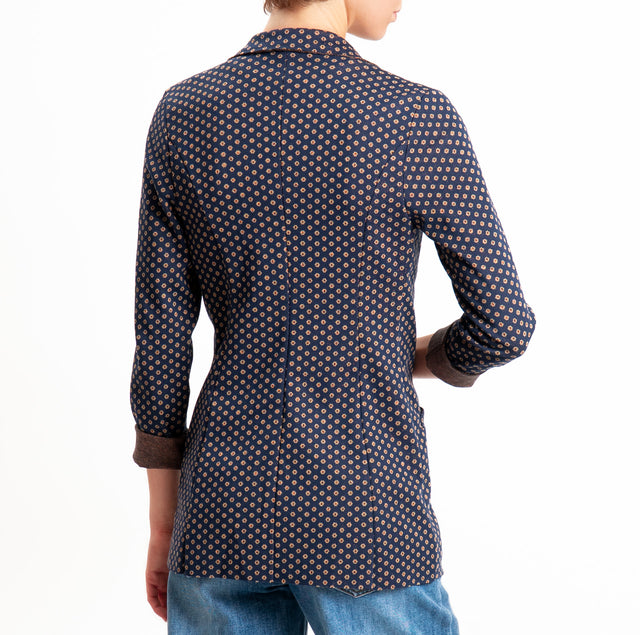 Zeroassoluto-Giacca JIN elasticizzata - geometrica blu/beige/rame