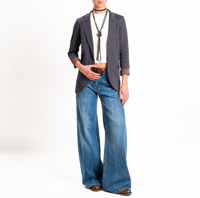 Zeroassoluto-Giacca JIN elasticizzata - geometrica blu/beige/rame