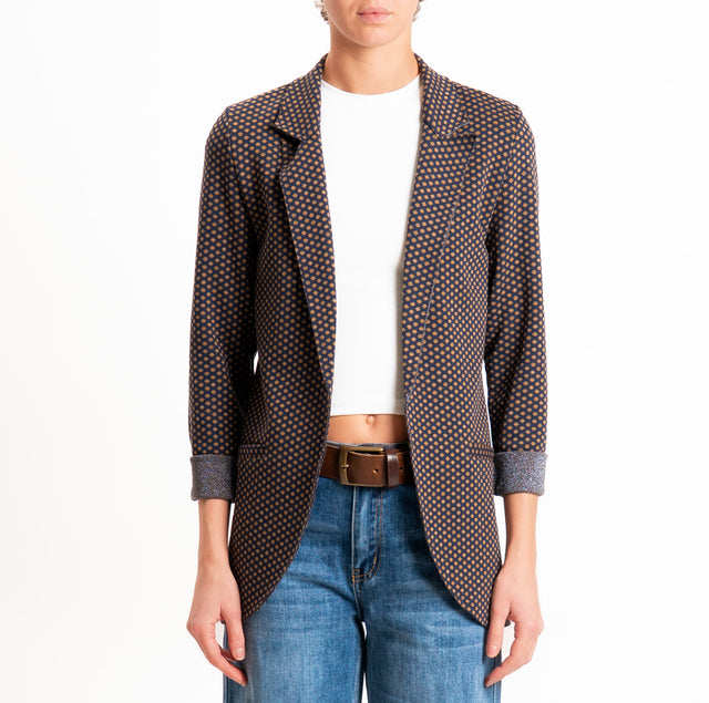 Zeroassoluto-Giacca JIN elasticizzata - geometrica blu/biscotto/jeans