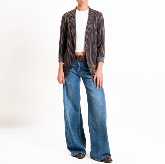 Zeroassoluto-Giacca JIN elasticizzata - geometrica blu/biscotto/jeans