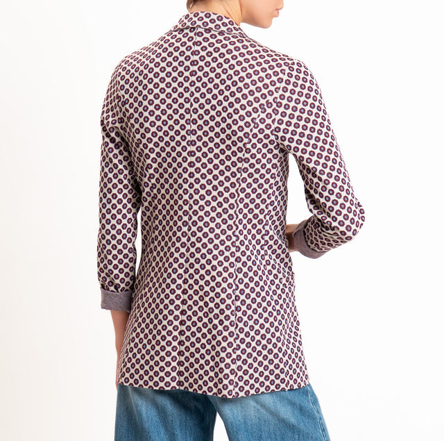 Zeroassoluto-Giacca JIN elasticizzata - ottagono lurex vino/gesso/azzurro