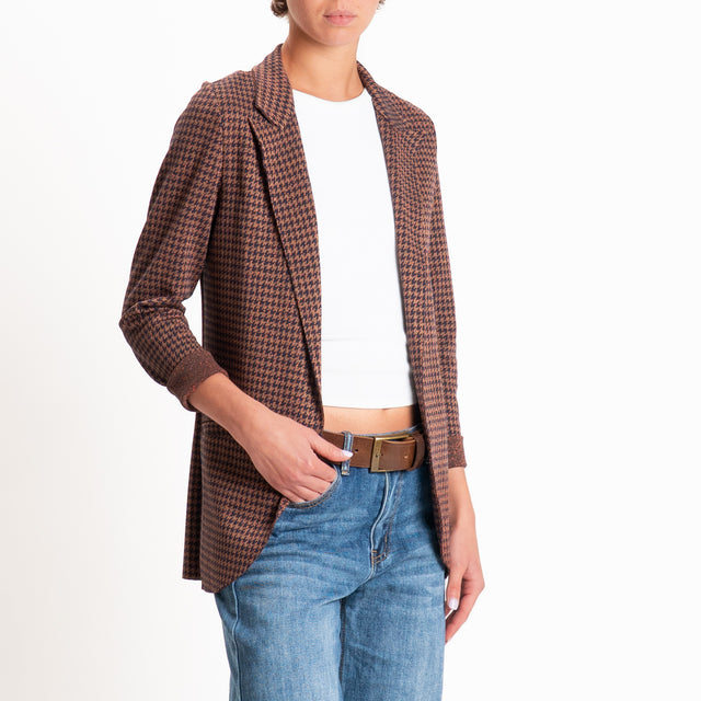 Zeroassoluto-Giacca JIN elasticizzata - pied de poule lurex camel/blu/bronzo