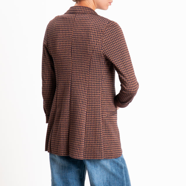Zeroassoluto-Giacca JIN elasticizzata - pied de poule lurex camel/blu/bronzo
