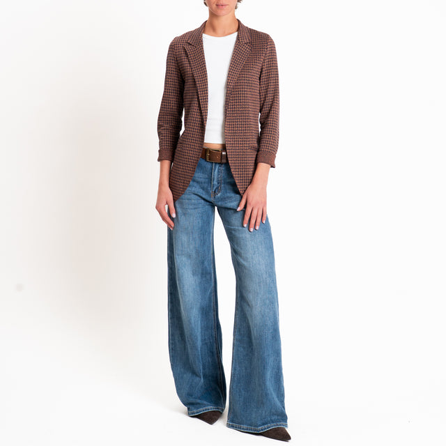 Zeroassoluto-Giacca JIN elasticizzata - pied de poule lurex camel/blu/bronzo
