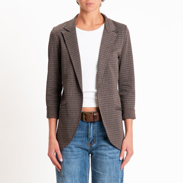 Zeroassoluto-Giacca JIN elasticizzata - pied de poule lurex choco/grigio/bronzo