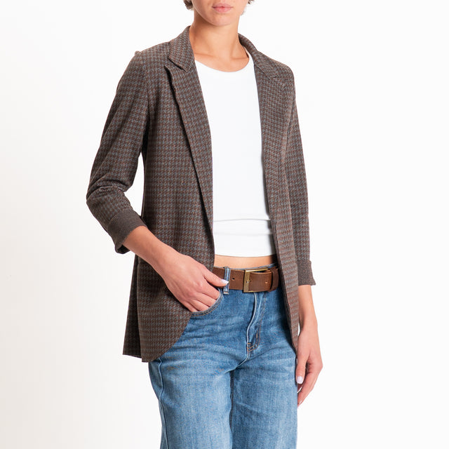 Zeroassoluto-Giacca JIN elasticizzata - pied de poule lurex choco/grigio/bronzo