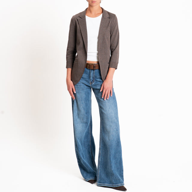 Zeroassoluto-Giacca JIN elasticizzata - pied de poule lurex choco/grigio/bronzo