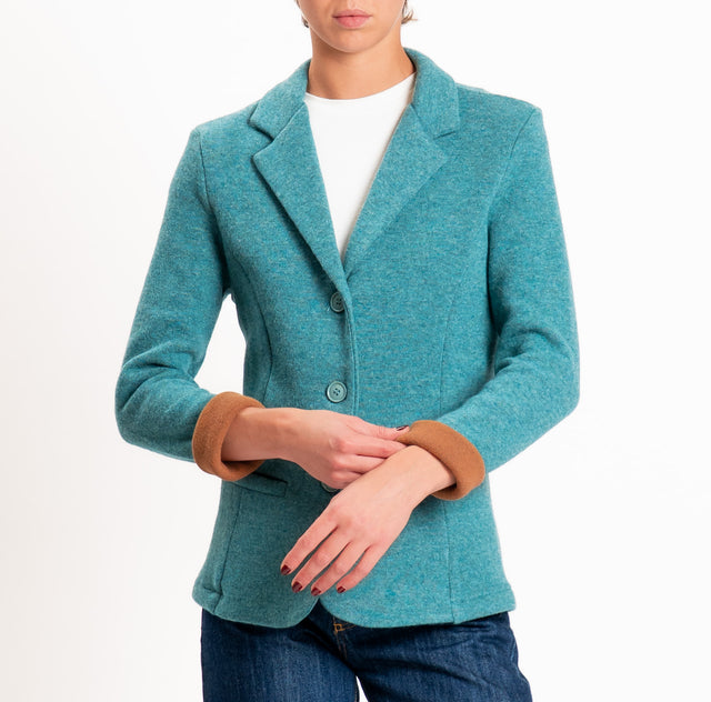 Zeroassoluto-Giacca JOY tessuto in maglia - blu lagoon/tabacco