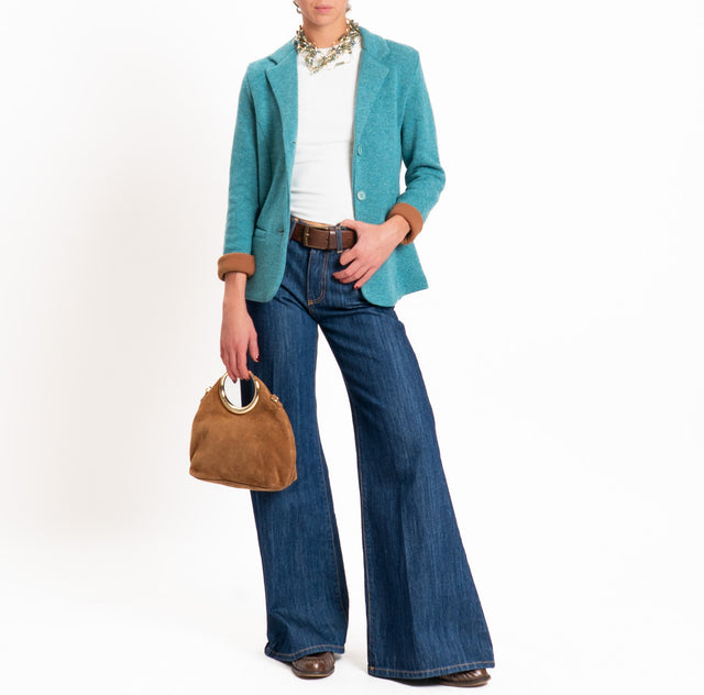 Zeroassoluto-Giacca JOY tessuto in maglia - blu lagoon/tabacco