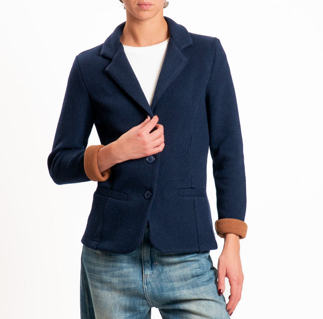 Zeroassoluto-Giacca JOY tessuto in maglia - blu/tabacco