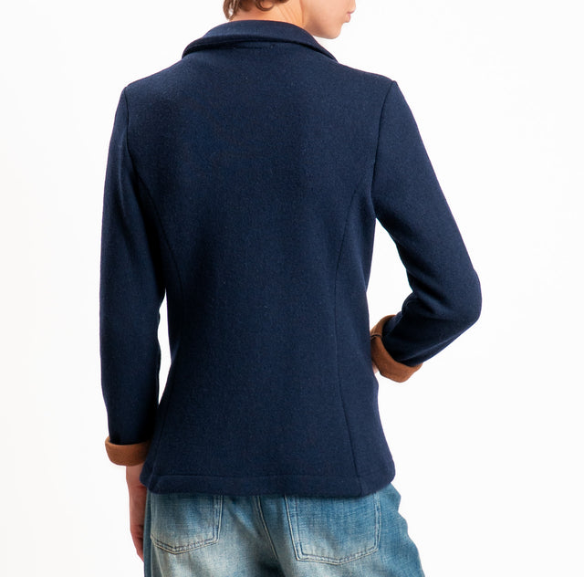 Zeroassoluto-Giacca JOY tessuto in maglia - blu/tabacco
