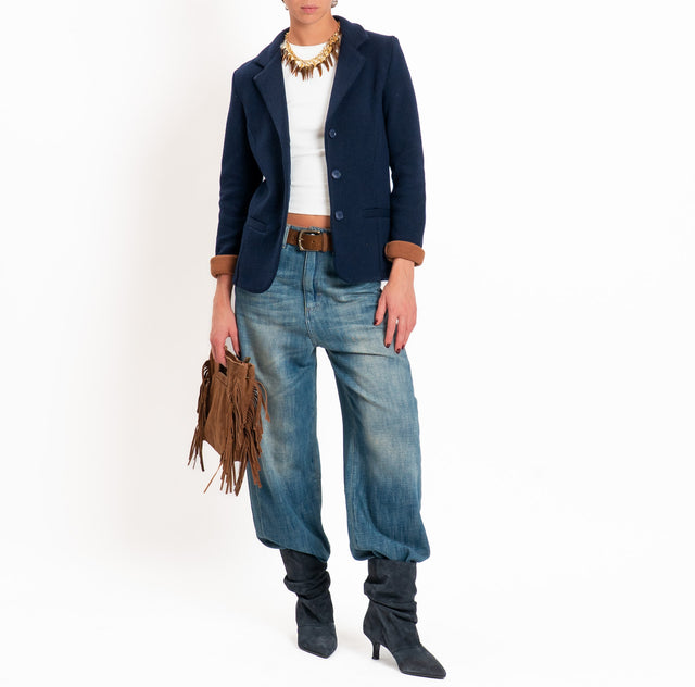Zeroassoluto-Giacca JOY tessuto in maglia - blu/tabacco