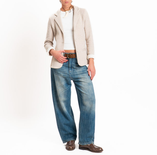 Zeroassoluto-Giacca JOY tessuto in maglia - casha/panna