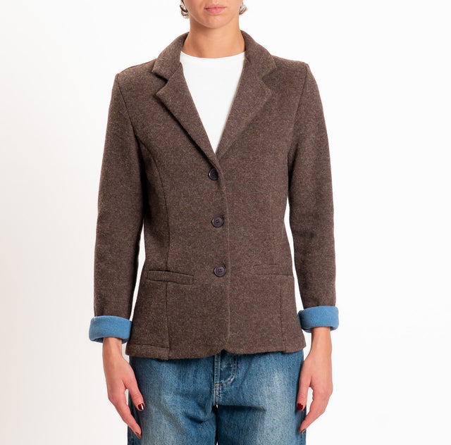 Zeroassoluto-Giacca JOY tessuto in maglia - moro melange/avio