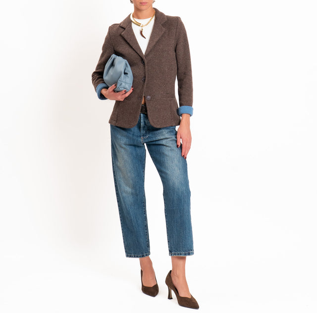 Zeroassoluto-Giacca JOY tessuto in maglia - moro melange/avio